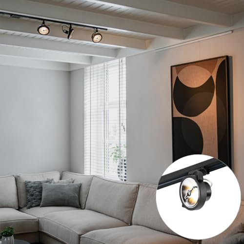QAZQA - Modern Schienensystem Komplettset I Spotlight I Deckenspot I Deckenstrahler I Strahler mit 3-flammig Spotbalken Punkten schwarz 1-phasig - Go I Wohnzimmer I Schlafzimmer - Aluminium Länglich -