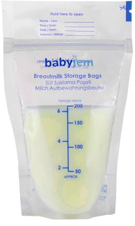 Babyjem Muttermilchbeutel – BPA-frei, auslaufsicher & vorsterilisiert, Standboden-Milchaufbewahrungsbeutel zum Einfrieren, 25 Stück