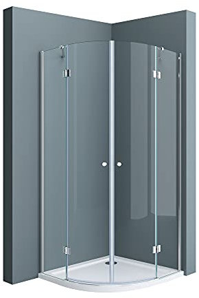 doporro Duschkabine 80x80 viertelkreis Dusche Duschabtrennung ESG-Sicherheitsglas Klarglas inkl. Easy-Clean-Beschichtung Ravenna02K