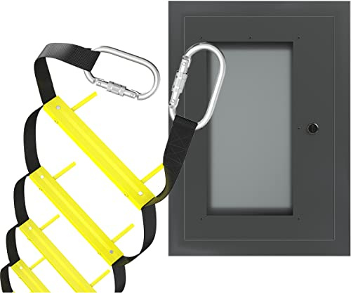 Wall Mounted Fire Escape Ladder 2 Story 13ft - Fire Ladder for Homes Include Aluminum Box, Snap Hooks and 2 Mounting Anchors Set - 2-Story Emergency Ladder