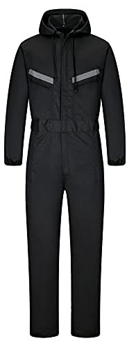 Yukirtiq Herren Arbeitsoverall Reflektierende Overalls Arbeitsanzug Handwerker Anzug Arbeitsoverall Arbeitskombi, Schwarz, XL