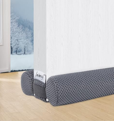 fowong Upgrade Verstellbare Zugluftstopper für Türen 80-100cm,Doppelseitiger Türdichtung Windstopper, Einfache Installation zum Blockieren von Lärm, Zugluft, Licht, Staub,Unterspalte 1.8-5cm,Grau