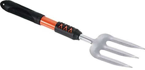 PATIKIL 15.7 3 Tines Hand Gardening Fork, High Carbon Steel Non-slip Handle Hardened Digging Pitch Fork for Backyard Weeding Farm Planting, Silver