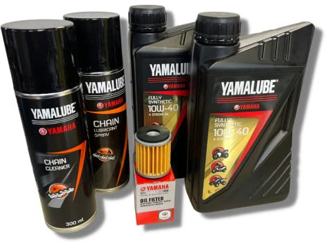 Yamalube Wartungsset Ölwechselset Quad Yamaha YFZ 450 R / 2 Liter Öl 10W40 inkl. OEM Ölfilter Kettenreiniger Kettenspray