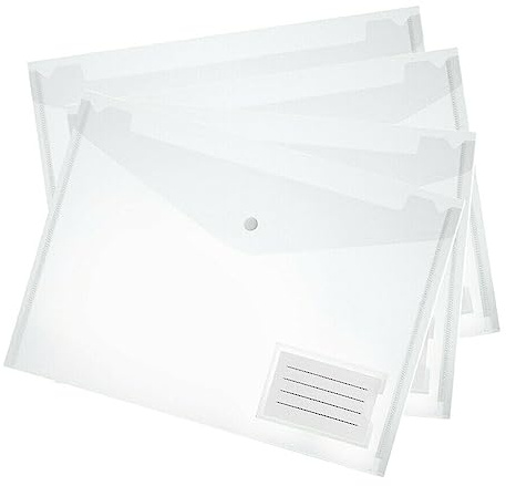 Plastic Wallets Folders - 32 Pcs A4 Clear Plastic Popper Wallet Document Folder with Button Closure - AVARTEK