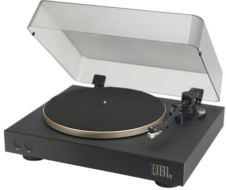 JBL Spinner BT, Platine Bluetooth avec AptX-HD, design dynamique, porte-cellule amovible, plateau en aluminium et entraînement par courroie, cellule magnétique mobile préinstallée, noir et dorée