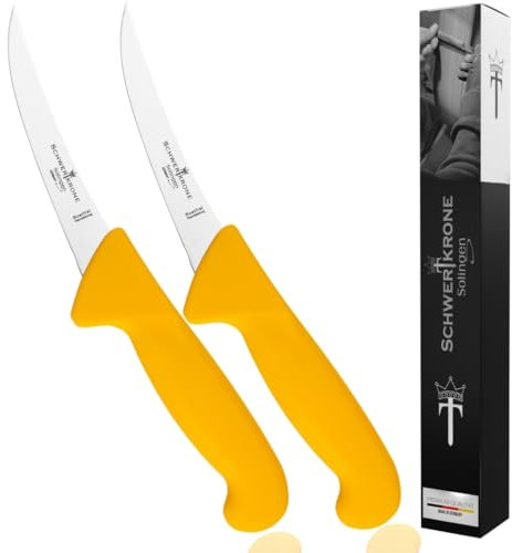 Schwertkrone Coltello da macellaio - Set Solingen Germania/Attrezzatura da macellaio Coltello da disossare Lama lucida (coltello da disossare in 2 pezzi)