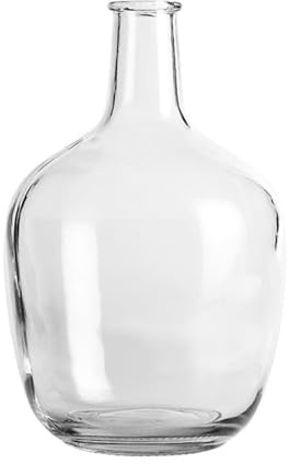 Bafnsiji Stor klar glasvas, klar glasflaskvas, stor golvvase vardagsrumsdekor, stor glasvase vardagsrum tillbehör, rund glasvas med smal hals, lång stamad växtvas,30cm