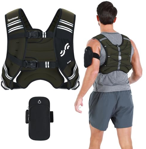 Sportneer - Chaleco para entrenamiento de carrera (3,6 kg/5,4 kg/6,8 kg/9 kg/11 kg, chaleco de running con banda reflectante para entrenamiento, entrenamiento con fuerza física, entrenamiento de