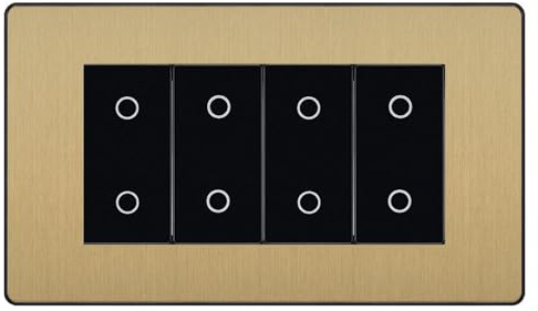 BG Evolve Satin Brass Screwless Quad Secondary Touch Dimmer Switch PCDSBTDS4B