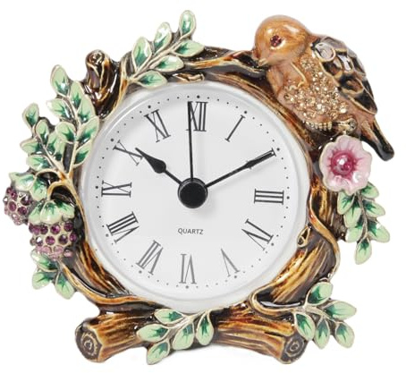 Petite horloge de table, 11 cm de diamètre, horloge de bureau décorative vintage en métal, idéale pour bureau, étagère, table de chevet pour la décoration de la maison