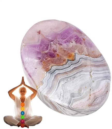 Uhngw Piedra de de bolsillo, adorno de amatista natural, piedra de masaje pulida, grava decorativa para juguete de entretenimiento de palma