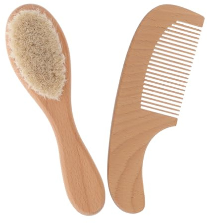 Holibanna Ensemble Brosse Peigne en Bois Confortable et Facile à Manipuler pour Soins Doux Lors de Bains ou Occasions Spéciales