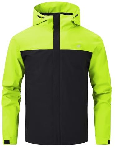 Huayuzh Chaqueta softshell para hombre, impermeable, transpirable, cortavientos, chaqueta de lluvia, ligera, con capucha, para correr, senderismo, M