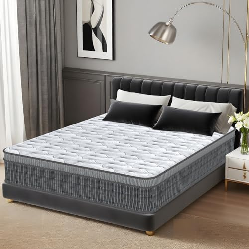 Colchón 160x200 Muelles Ensacados, Colchón Viscoelástico, Altura 28 cm, Certificado Oeko-Tex, 9 Zonas Ergonómico, Firmeza Media H3, Transpirable, Hipoalergénico, Antiácaros, Entrega en Caja Compacta