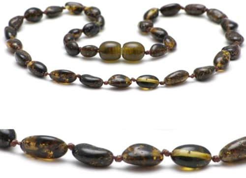 Collana in ambra baltica in vera ambra baltica – gioielli naturali per uomo e donna e tutta la famiglia – collana con pietre preziose e portafortuna – gioielli in vera ambra – regalo di vino, 35 CM