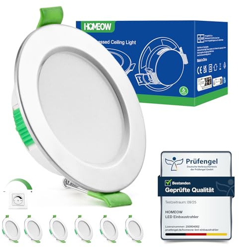 HOMEOW Einbaustrahler LED Spots 230V Dimmbar 68mm - 80mm Lochmaß IP44