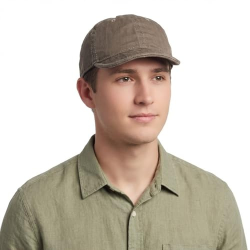 HIQIU Gorra de béisbol con visera corta para hombre y mujer, vintage, de algodón, con ala corta, unisex, estilo camionero, ajustable, informal, gorra deportiva, café, M-L