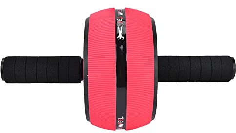 Rodillo abdominal para entrenamiento, equipo inalámbrico para trabajar el core, rodillo ultrasilencioso de 95 mm de ancho con material TPR, mangos antideslizantes de esponja y (Rueda única rojo negro)
