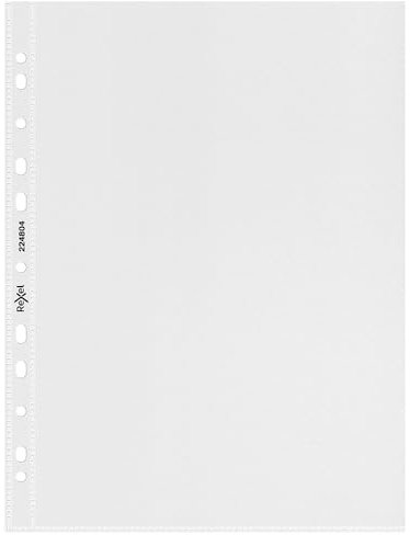 Rexel 224804 Prospekthülle Standardlochung, A4, Polypropylen-Folie, 80 my, 50 Stück, leicht genarbt