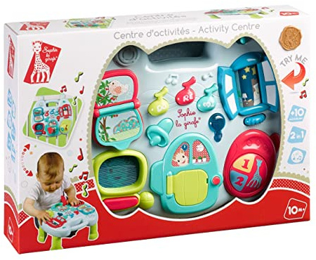 Sophie la Girafe – Centre d'Activités 2-en-1 Tableau d'Éveil + Table Activités – Dès 10 Mois – Développe Motricité Fine & Logique | Évolutif | Jouet Éveil Enfant | Cadeau Bébé