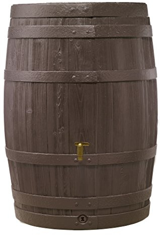 4rain Vino Recuperateur d Eau de Pluie 400 L, Brun foncé – Baril Résistant avec Robinet et Couvercle – Tonne à Eau Durable pour Arrosage du Jardin