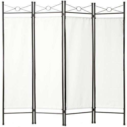 TecTake Biombos diseño 4-Panel Tela Divisor habitación Separador separación biombo 180x160cm - 1 Biombo Blanco