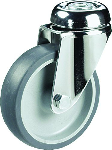 Edelstahl Apparaterollen ø 100mm Rückenlochbohrung, rostfrei, Gummirad, Gleitlagerung, Lenkrolle, Edelstahl, VA, VA2, Inox