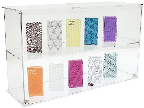 DesignPlex Vetrina da banco in plexiglass Trasparente a 2 Scomparti - Misure: 50 x 15 x H30 cm
