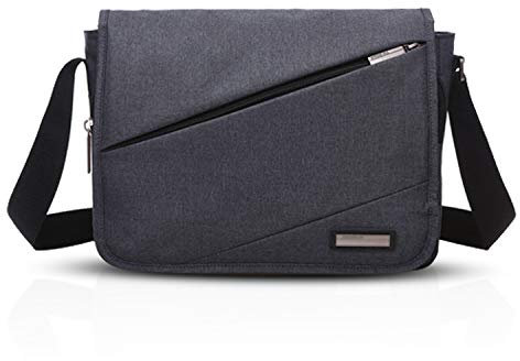 FANDARE Unisex Umhängetasche Schultertasche Crossbody Bag für 10.5 Zoll Laptop Kuriertasche Herren Damen Messenger Bag Laptoprucksäcke für Reise Schule Hochschule Arbeit Outdoor Schulranzen Schwarz