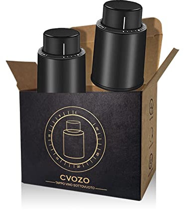 CVOZO 2 Pezzi Tappo Vino Sottovuoto, Stopper Bottiglia Champagne, Riutilizzabili con Indicatore della Data, Regalo