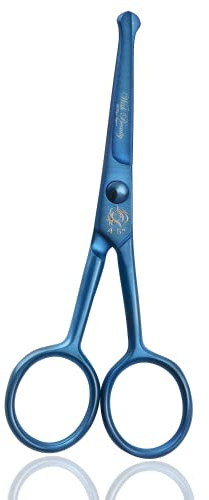 Wishbeauty Ciseaux de Coiffure pour Enfants et Bébés - Pointes Rondes et Incurvées - Professionnel pour Salon - Bleu - 11,4 cm