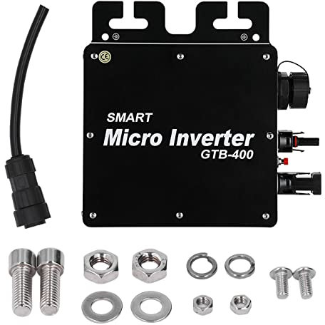 Micro Inverter Solar Grid Tie Inverter 400W 20A WIFI Control Micro Wechselrichter Solar Inverter Controller 120 230V AC Outlets Auto Identification IP65 Wasserdichter(Schwarz)