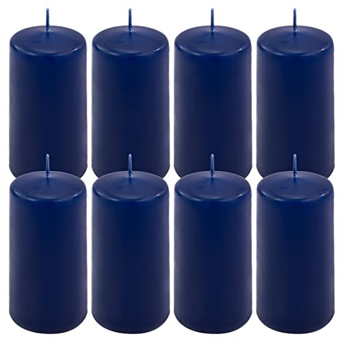 Stumpenkerze Höhe 10 cm Ø 5 cm lange Brenndauer Rund-Kerze Säulenkerzen Kerzen-Deko Tafelkerzen Weihnachts-Kerzen Hochzeits-Deko (blau, 8)