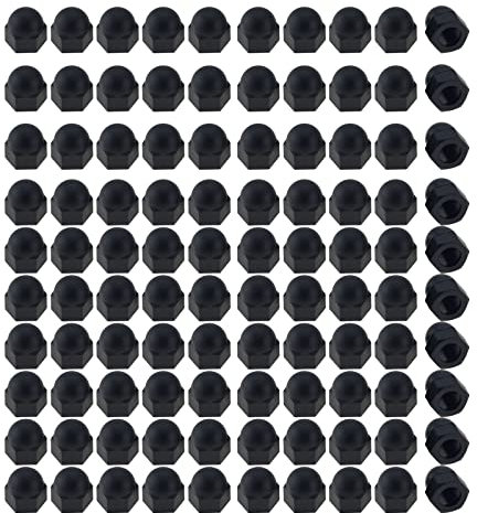 M4 Cap Nuts, 100 Pcs Black Nylon Acorn Dome Head Hex Nuts, Thread Bolt Caps Nuts, Protector Covers for Screws Bolts