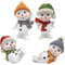 Dekohelden24 Schneekinder mit Mütze und Schal in grün, orange, rot und grau, als 4er Set, L/B/H 4,7 x 4,7 x 8 cm