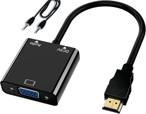 ZISONIX HDMI till VGA 1080P adapter (hane till hona) med ljudkabel och mikro-USB-kabel för PC, bärbar dator, projektor, HDTV, PS4/3 Xbox