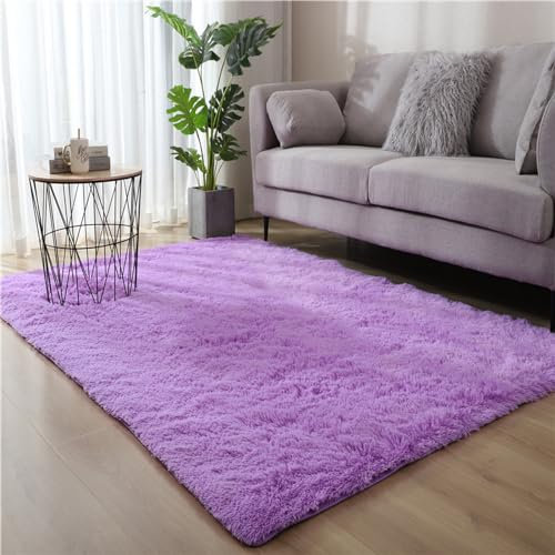Lifup Hochflor Teppich Wohnzimmer Schlafzimmer, Shaggy Weich Fellimitat, Modern Flauschiger Home Teppich Violett 2 50 x 200 cm
