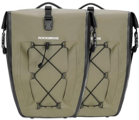 ROCKBROS Borsa Bici Posteriore Impermeabile, Borsa da Portapacchi Laterale Anti-pioggia per MTB Bicicletta, per Viaggio di Ciclismo, Facile Trasportare, Grande Capacità 25L, 5 Colori Disponibili