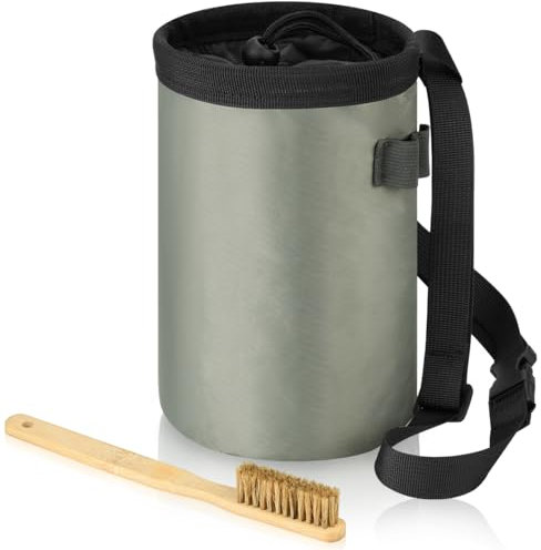 Mellbree Klettern Chalkbag Set mit Boulder-Bürste – Wasserdichter Magnesia-Beutel mit Hüftgurt, Reißverschluss & 2 Taschen, Perfekt für Klettern, Bouldern & Gymnastik