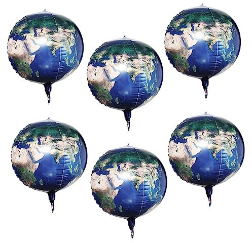 TOYANDONA 6stücke Erde Planetenballons Globe Ballons Aluminium Foliene Ballons Party Deko Für Weltraum Wissenschaftsparty Mit Farbigem Muster Für Geburtstagsparty Dekoration