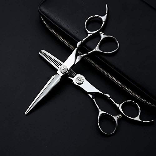 Forbici per Capelli da 6 Pollici, per sfoltire e Modellare, in Acciaio Inox, per Parrucchiere, Antiscivolo, con Lame a Denti Piatti Regolari, Argento, 6 Pollici