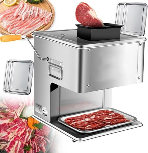 LLHTTDMBDFC Cortafiambres, Cortadora De Fiambre, Máquina trituradora de Carne con Espesor de Corte Ajustable 10 mm/13 mm/15 mm/21 mm | Uso Comercial y doméstico(21mm)