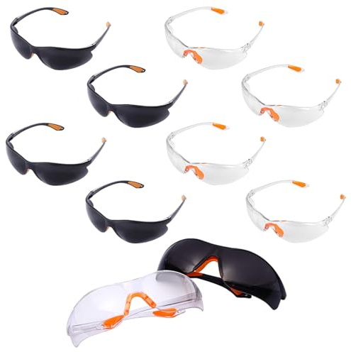 YOYEAH Set med skyddsglasögon, 8 stycken arbetsskyddsglasögon för barn, säkerhetsglasögon, transparenta laboratorieskyddsglasögon för arbete, dammtäta skytte, sport, glasögonhållare.