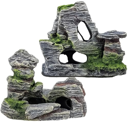 PSFXBM Fish Tank Decoration Aquarium Stone Aquarium Decorating,2pcs Fish Tank Rockery Hiding Cave Decoration For Fish Tank, For Fish Tank Decor Stone for Aquascape for Aquatic Pets