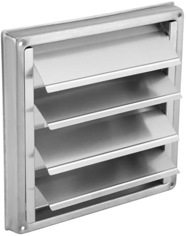 CashMuch Bouchon de ventilation mural carré en acier inoxydable 304 avec rabat anti-courants d'air, sortie d'air mobile de 100 mm pour sèche-linge, salle de bain, cuisine et climatisation