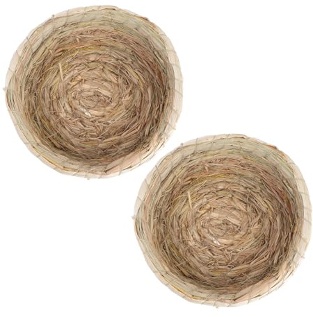 SOIMISS 2 Pezzi Nidi di Uccelli Intrecciati in Paglia per Piccione e Pappagallo Base Piatta Materiali Naturali Calore Eccellente per Schiusa in Gabbia