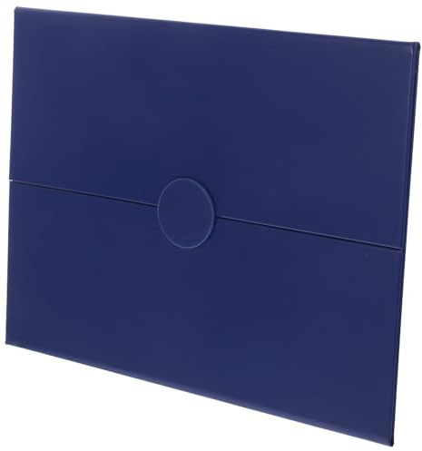 FIXOSHEE Trifold Diploma Holder Blue Leather Certificate Cover with Snap Button, Graduation and Marriage Certificate Protector, Award Document Brochure Folder for Presentation
