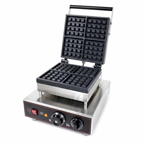 Gaufrier Électrique Professionnel 4×4 – Gaufres de Bruxelles – 1600 W – Plaques Fonte – Thermostat 50–300°C