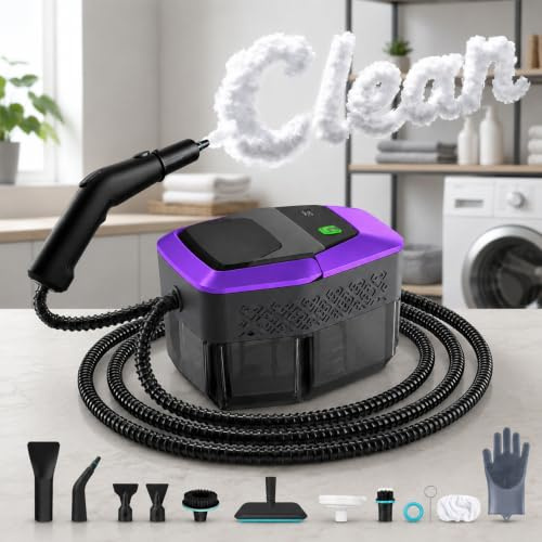 Ångtvätt 2 500 W 4bar bärbar ångrengörare högtryckstvätt ångtvätt omedelbar uppvärmning 10S 140 °C ånga 1,8 l tank kabel 5 m handångrengörare för kök, bil
